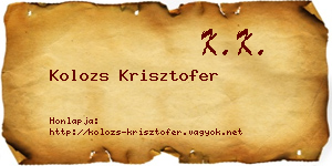 Kolozs Krisztofer névjegykártya